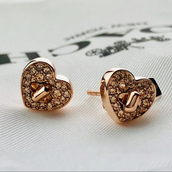 COACH Twinkling Heart Stud Earrings New with tag - Picture 5 of 5